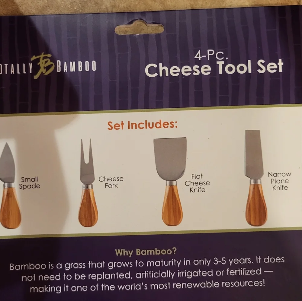 NIB Totally Bamboo Cheese Tool Set with Wooden Handles